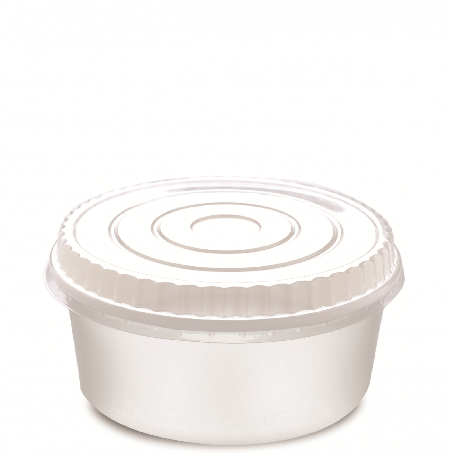 زبدية ورقية أبيض 32أنز/165مم + غطاء شفاف